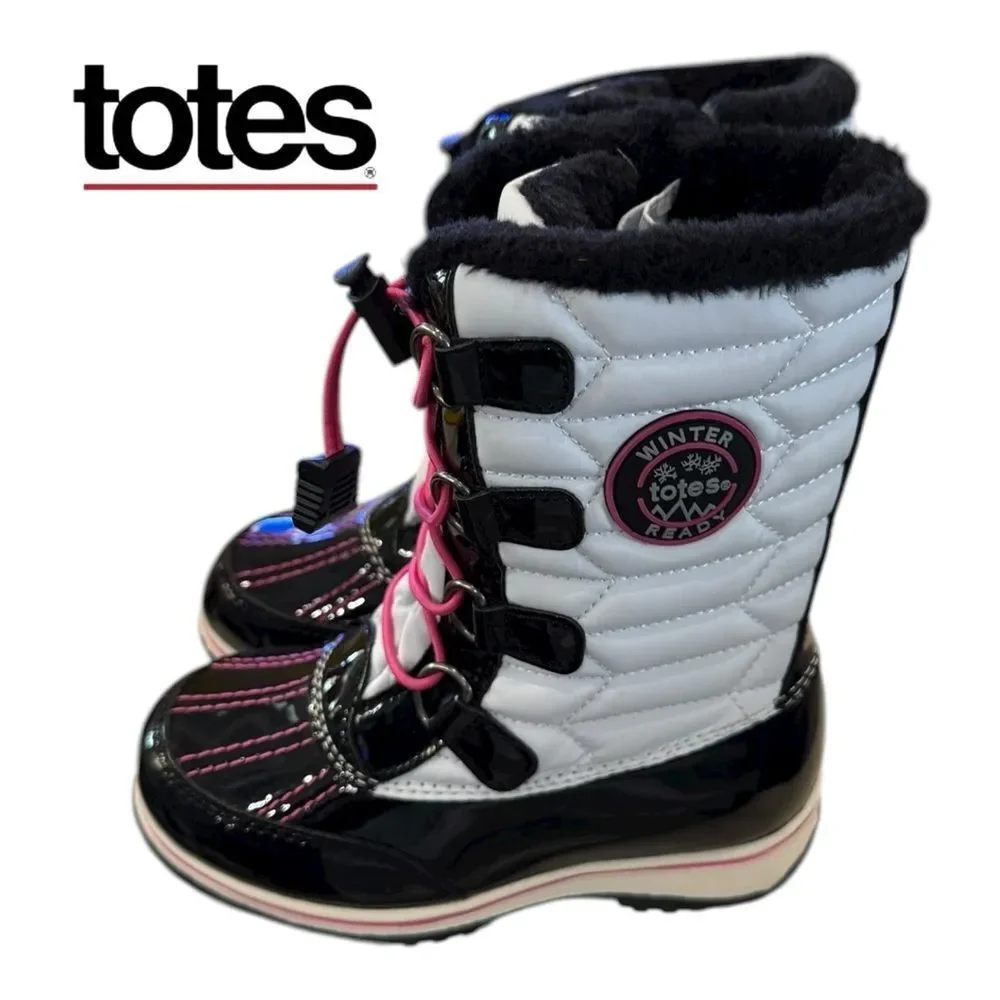 Totes Kids “Kylie” Black White Pink Winter Boots 11